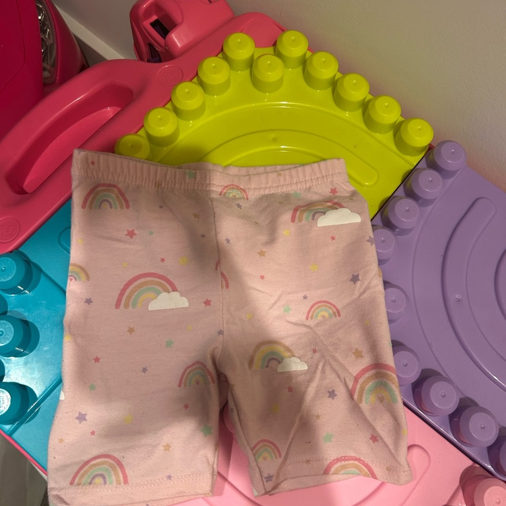 Cute Pink Shorts with Rainbow Print